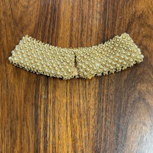 Vintage 1950's Pearl Bead Collar on Gold Thread Sweater Necklace Made In Japan